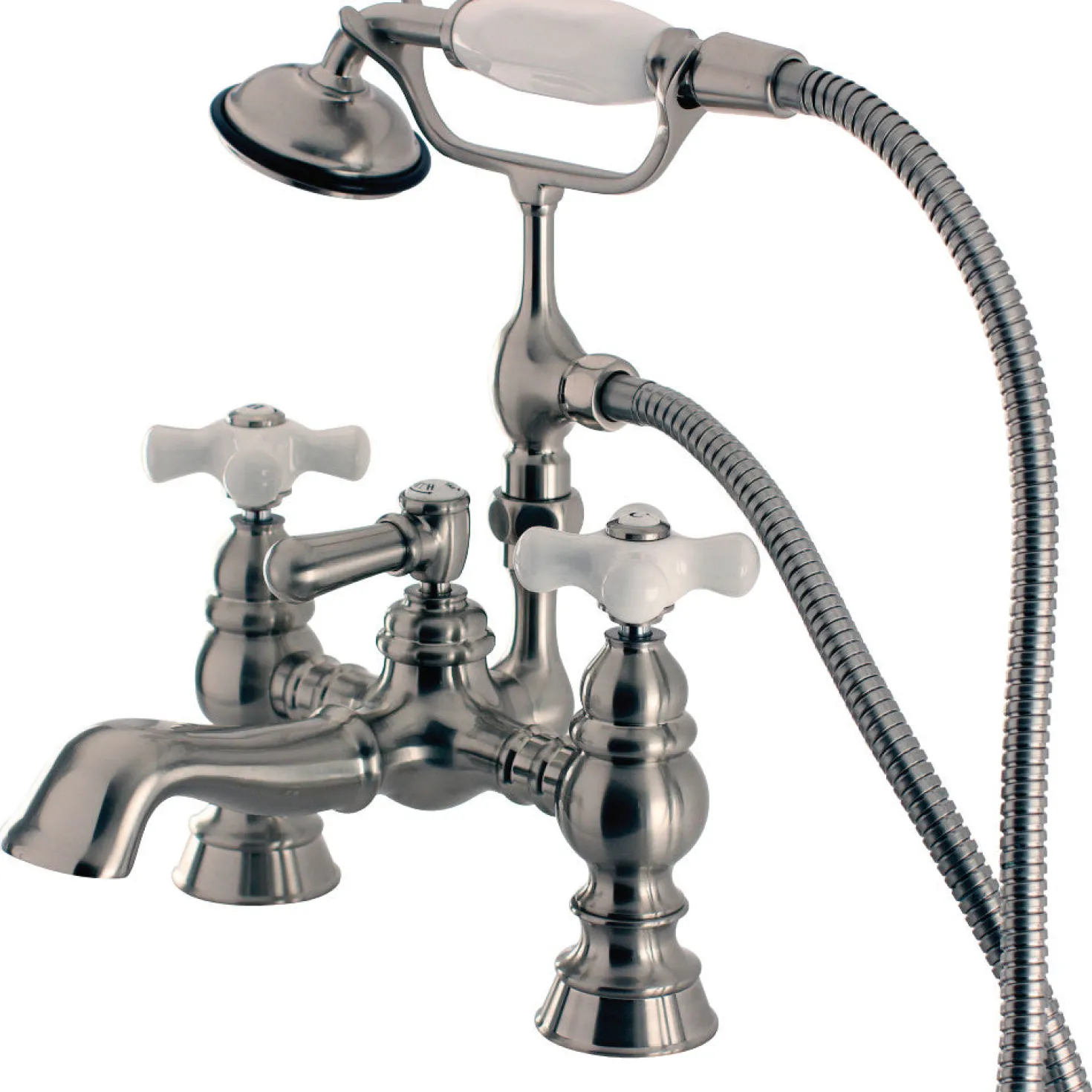 Kingston Brass Vintage 7" Spread Classic Deck Mount Clawfoot Tub Filler with Hand Shower