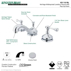 Kingston Brass Vintage Three-Hole 8" Widespread Bathroom Faucet