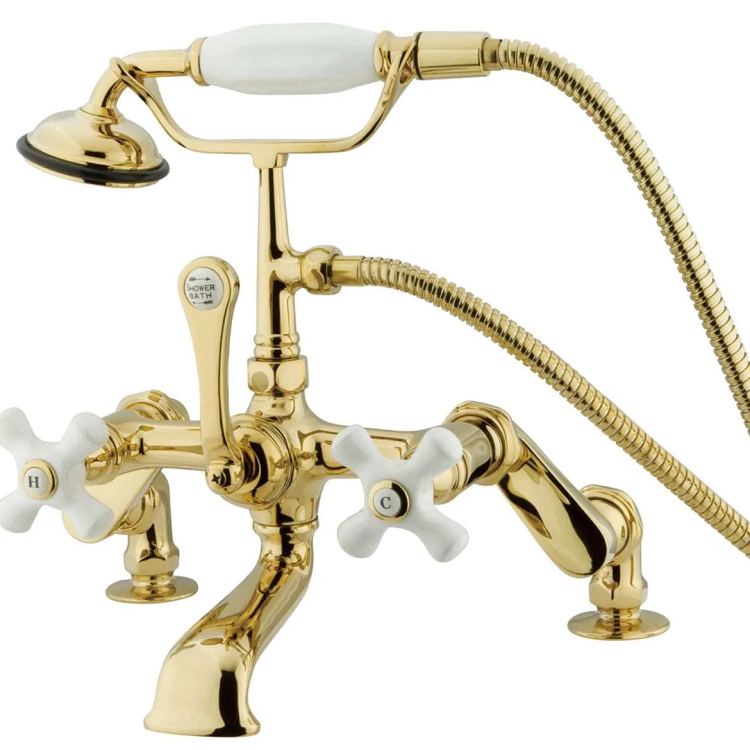 Kingston Brass Vintage 3" to 12" Classic Deck Mount Clawfoot Tub Filler with Hand Shower
