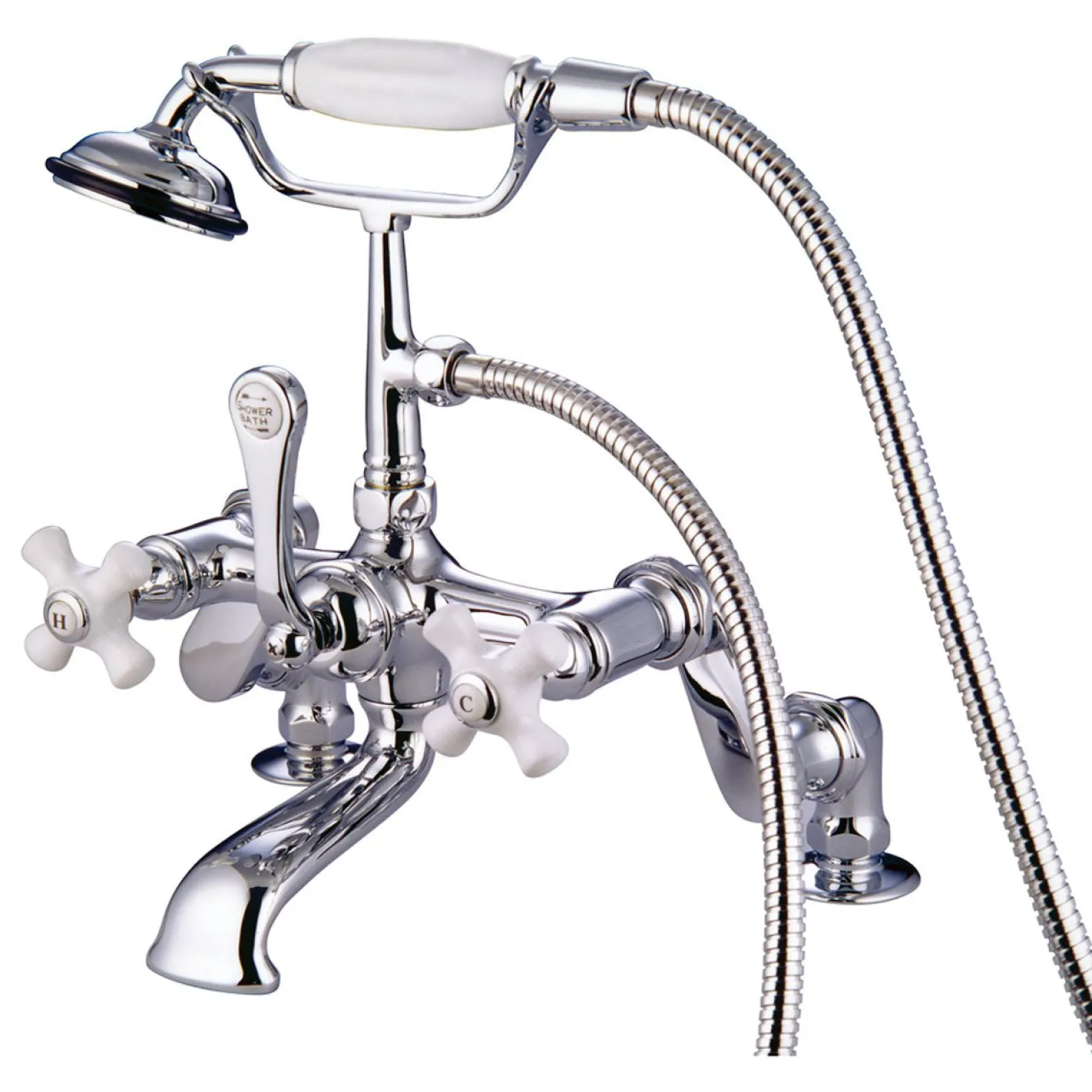Kingston Brass Vintage 3" to 12" Classic Deck Mount Clawfoot Tub Filler with Hand Shower