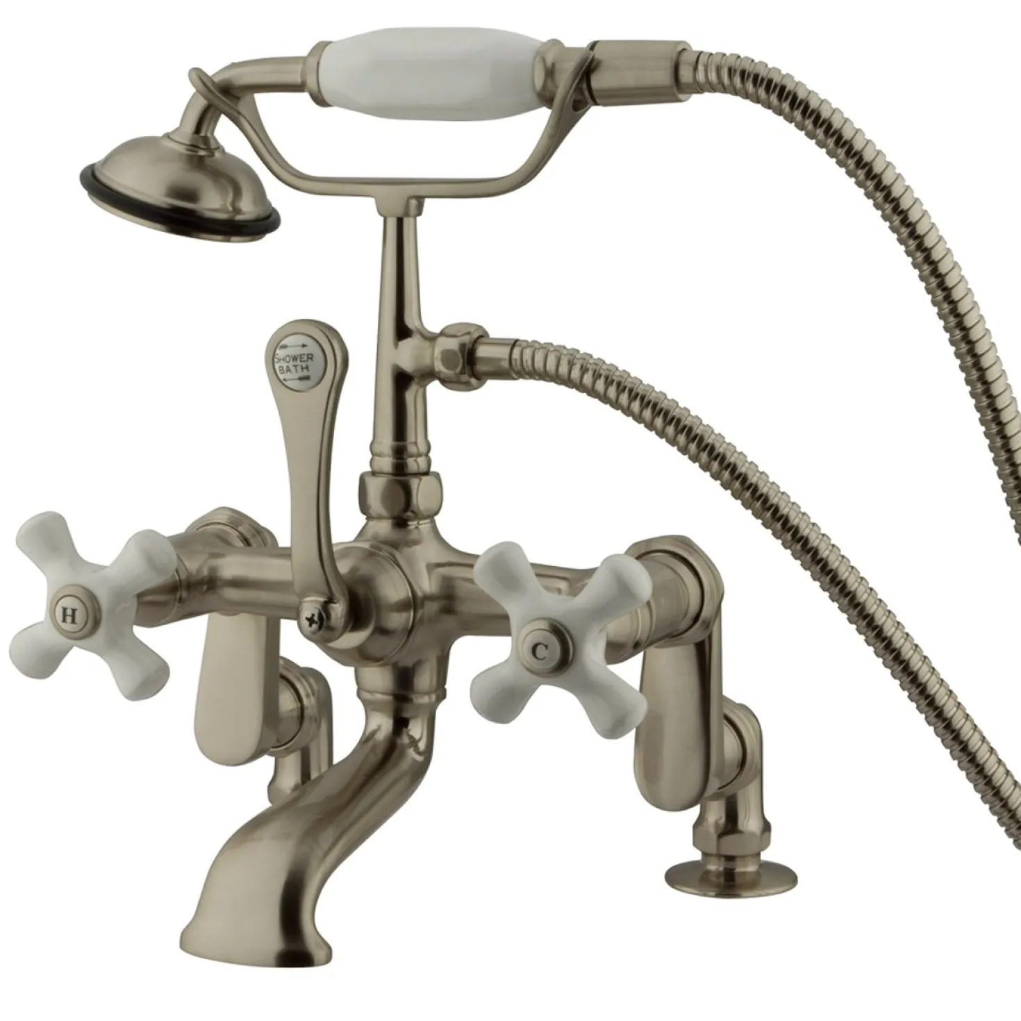 Kingston Brass Vintage 3" to 12" Classic Deck Mount Clawfoot Tub Filler with Hand Shower