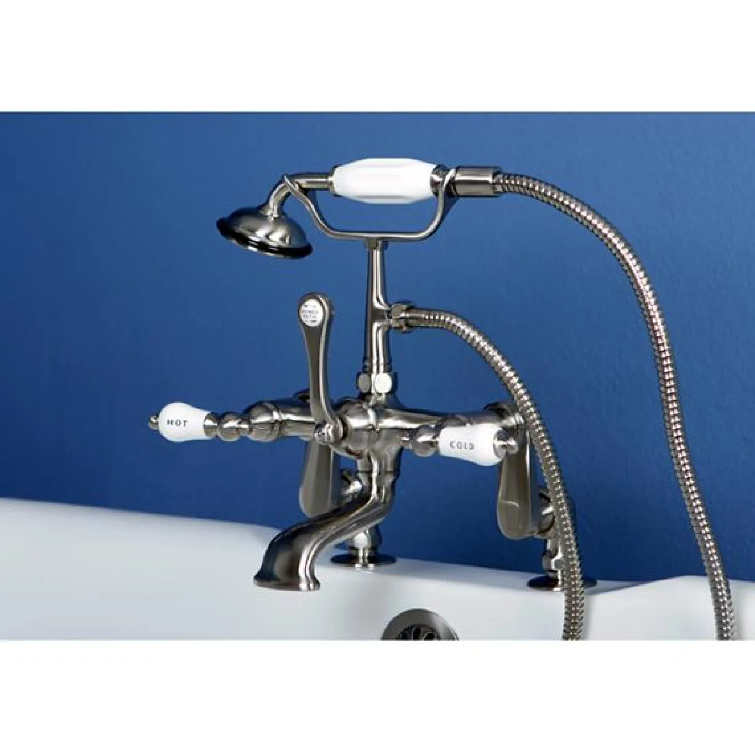 Kingston Brass Vintage 3" to 12" Classic Deck Mount Clawfoot Tub Filler Faucet with Hand Shower