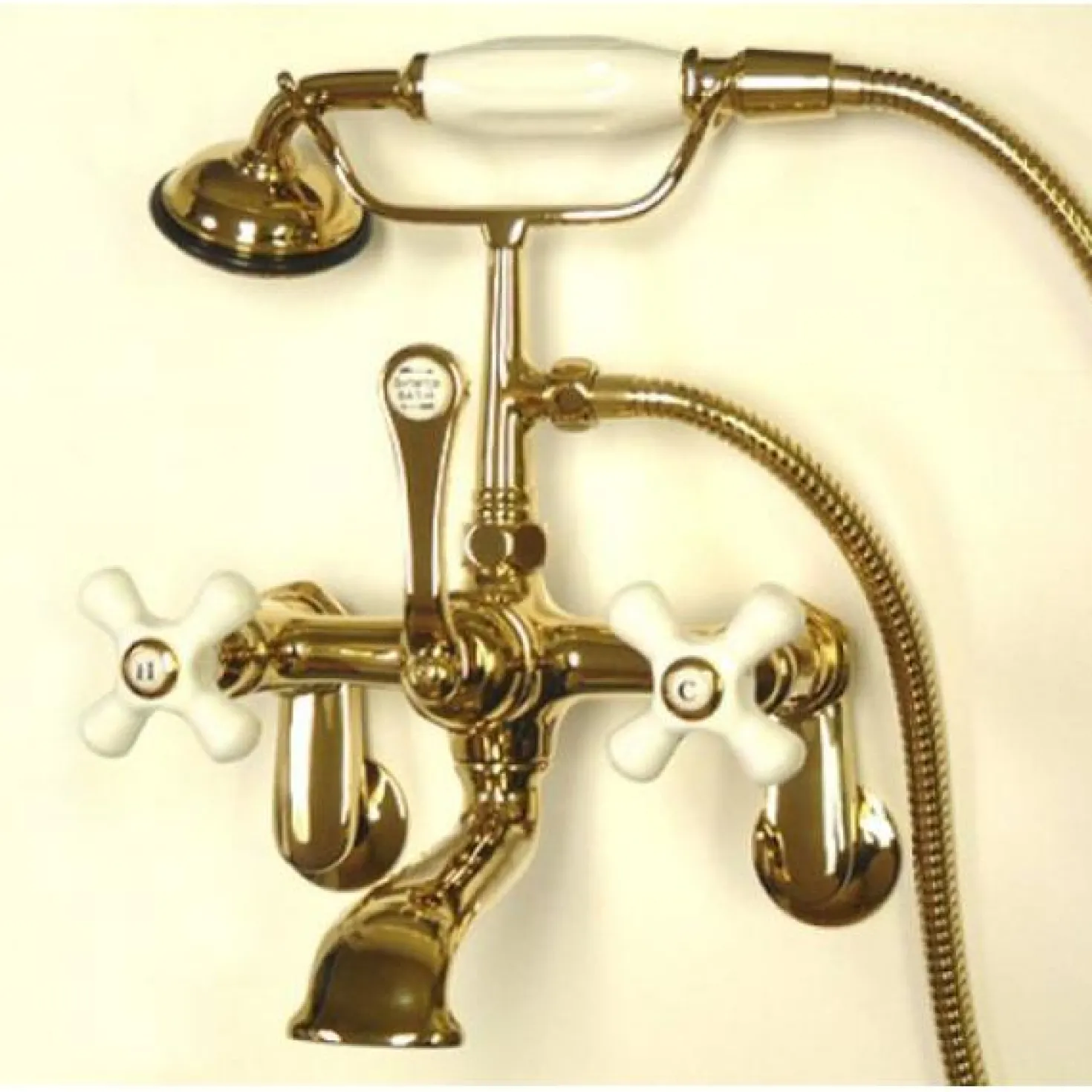 Kingston Brass Vintage 3-3/8" to 11" Classic Wall Mount Clawfoot Tub Filler Faucet with Hand Shower