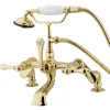 Kingston Brass Vintage 3" to 12" Deck Mount Clawfoot Tub Filler Faucet with Hand Shower