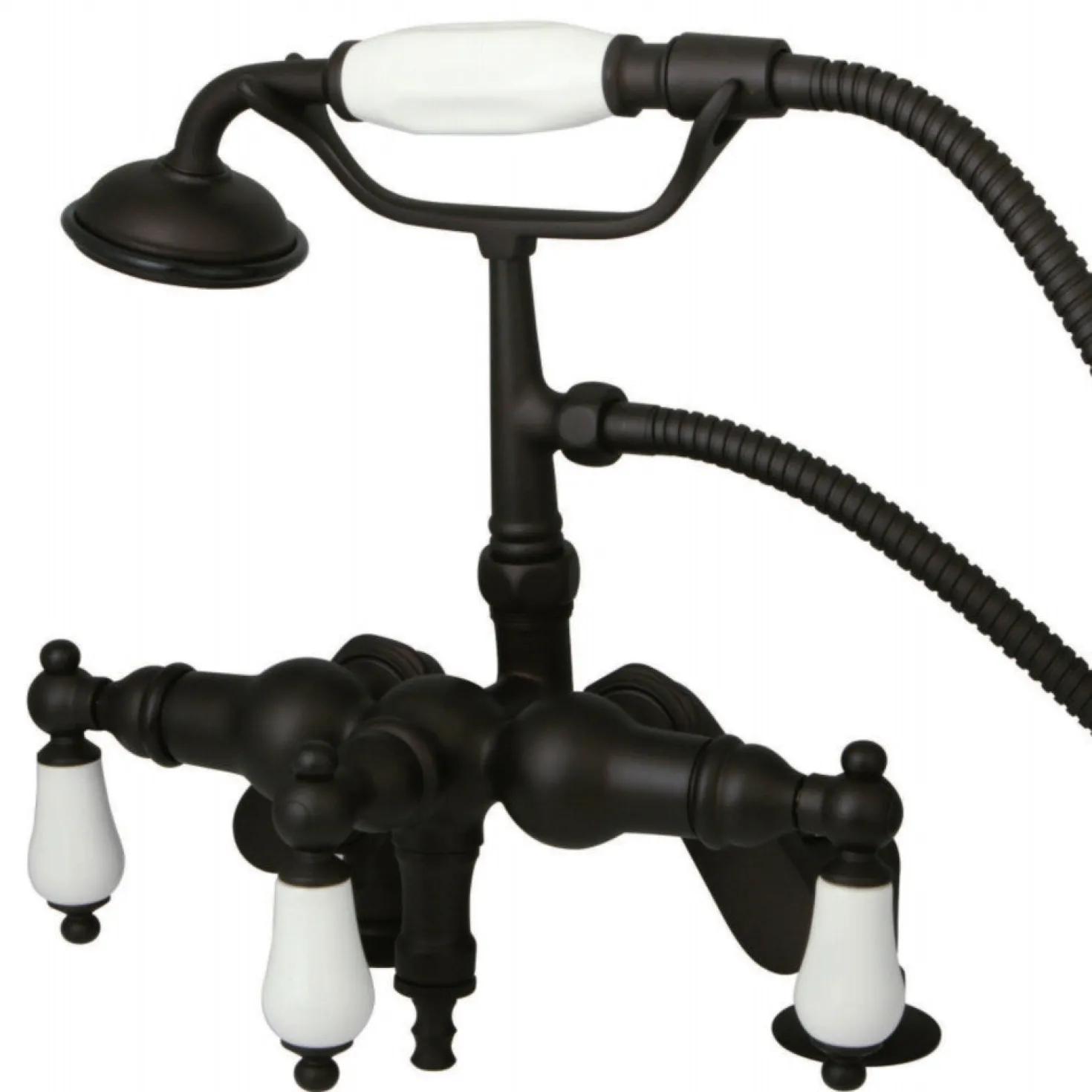 Kingston Brass Vintage 3-3/8" to 8-3/8" Deck Mount Clawfoot Tub Filler Faucet with Hand Shower