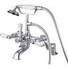 Kingston Brass Vintage 3" to 12" Spread Deck Mount Clawfoot Tub Filler Faucet with Hand Shower