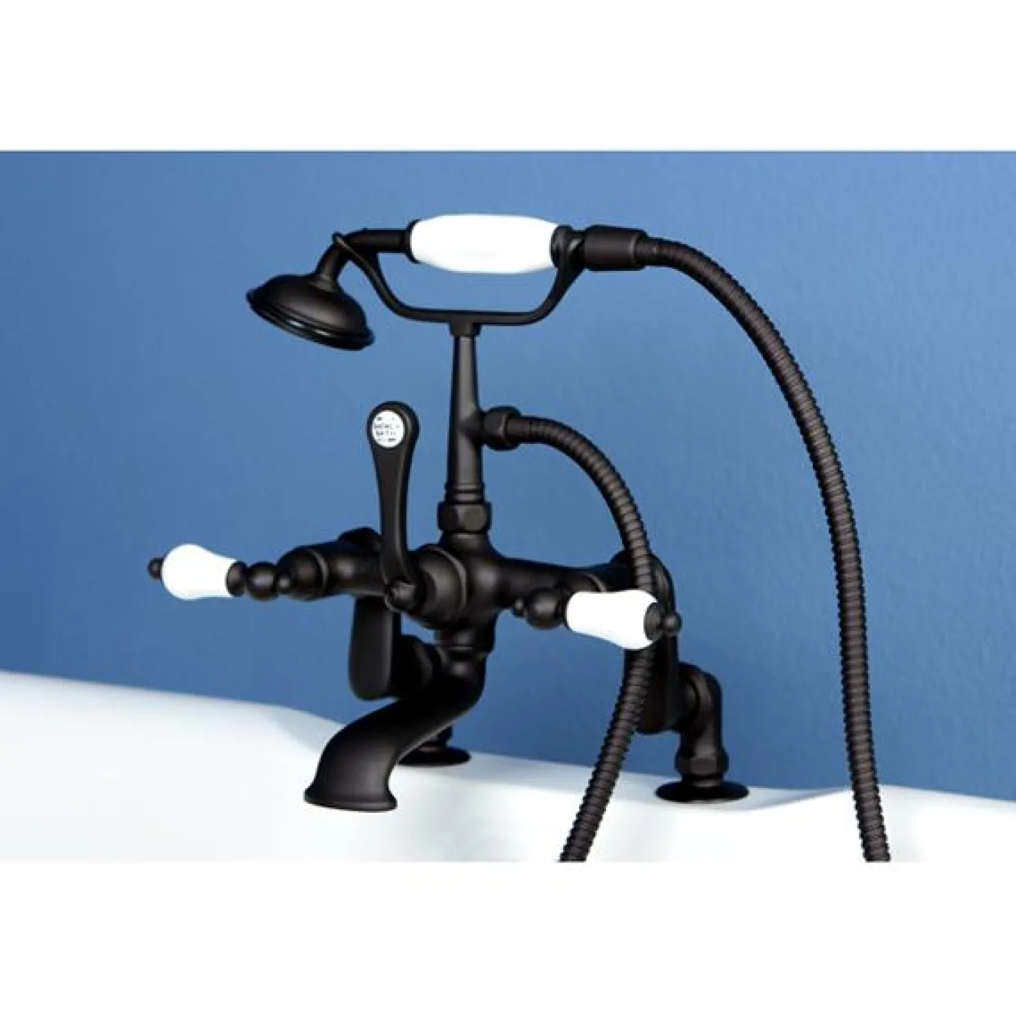 Kingston Brass Vintage 3" to 12" Spread Deck Mount Clawfoot Tub Filler Faucet with Hand Shower