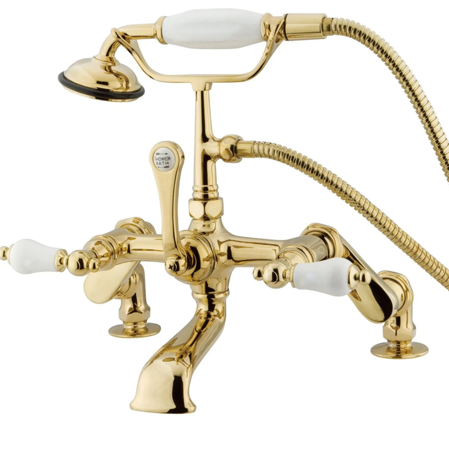 Kingston Brass Vintage 3" to 12" Spread Deck Mount Clawfoot Tub Filler Faucet with Hand Shower