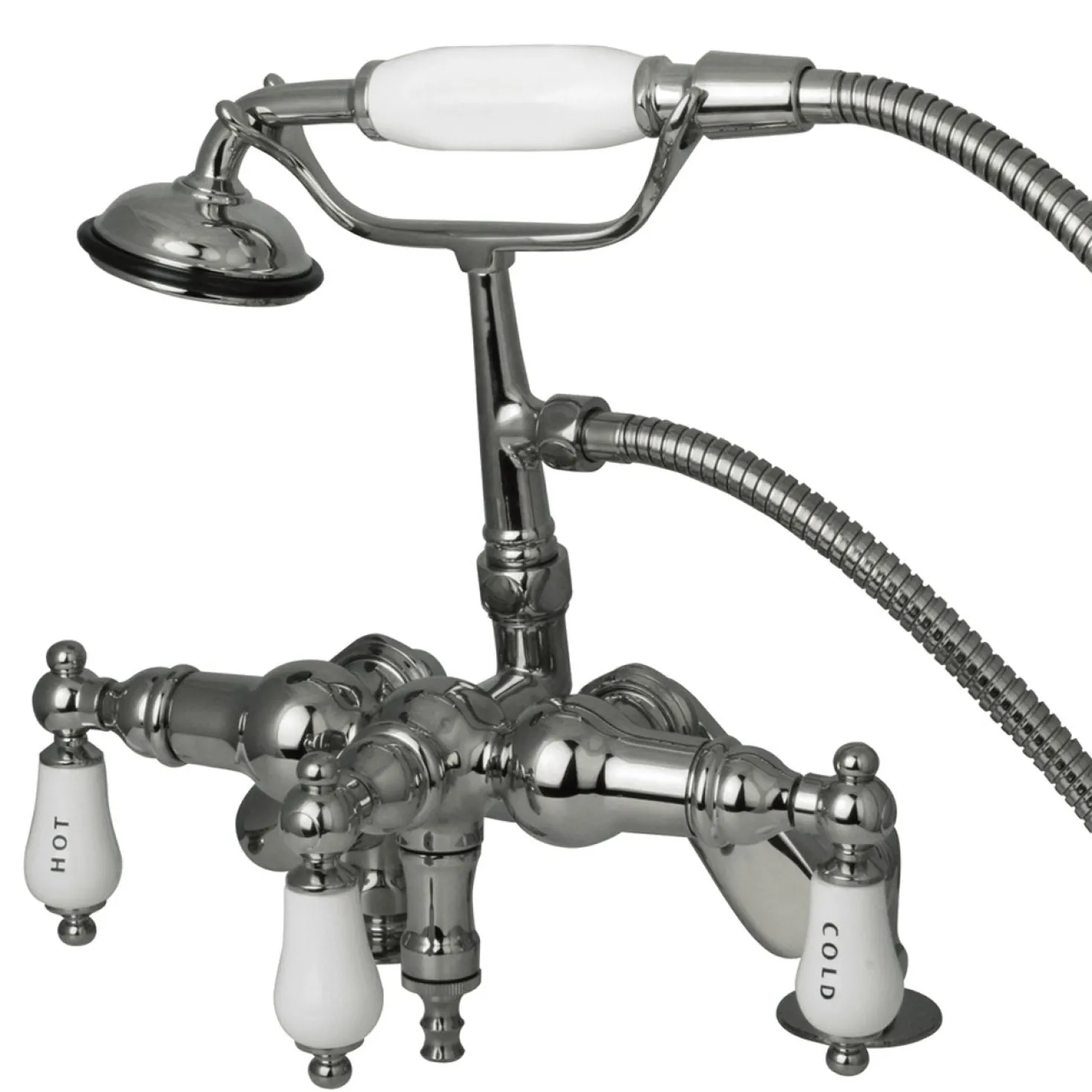 Kingston Brass Vintage 3-3/8" to 8-3/8" Spread Deck Mount Clawfoot Tub Filler with Hand Shower