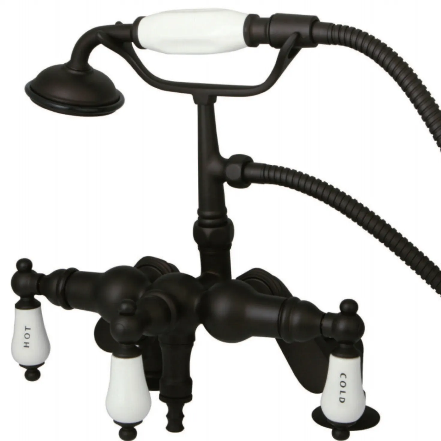 Kingston Brass Vintage 3-3/8" to 8-3/8" Spread Deck Mount Clawfoot Tub Filler with Hand Shower