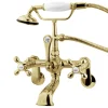 Kingston Brass Vintage 3-3/8" to 11" Spread Wall Mount Clawfoot Tub Filler Faucet with Hand Shower