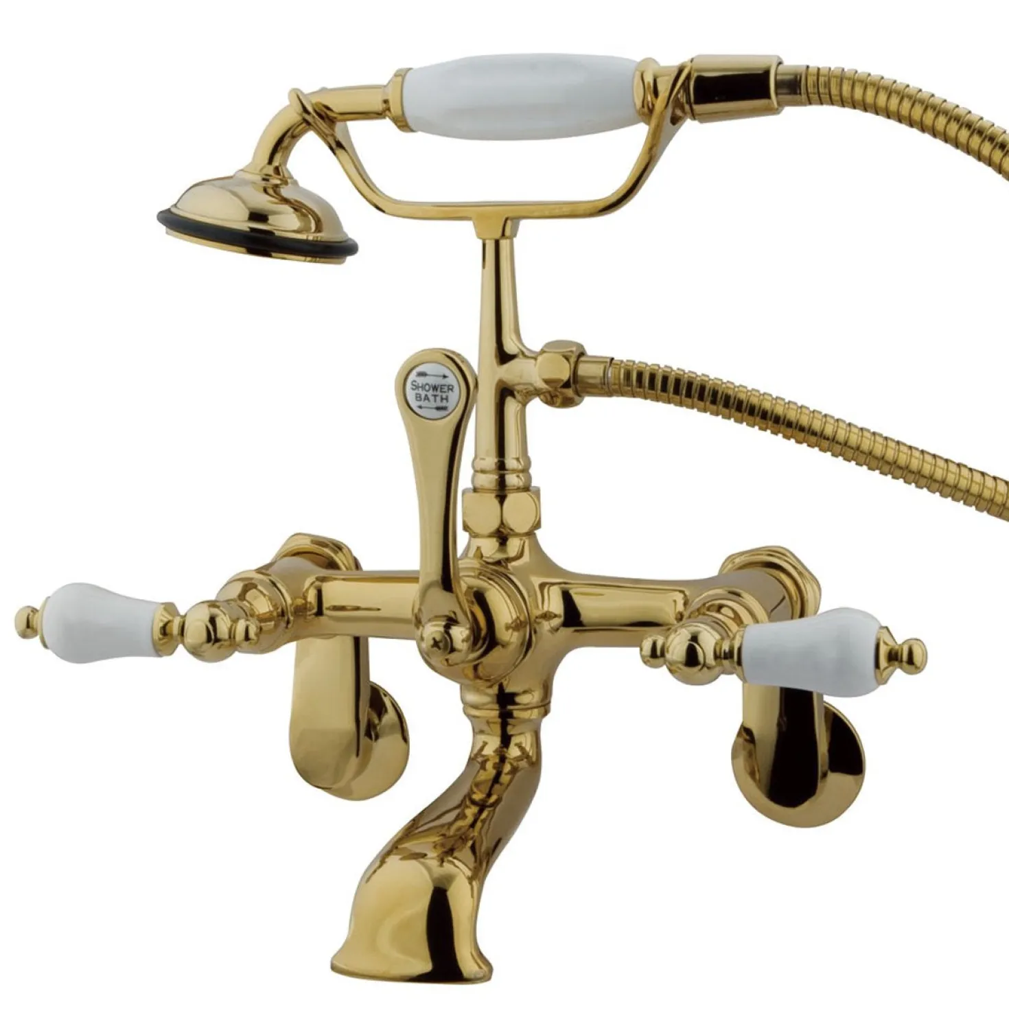 Kingston Brass Vintage 3-3/8" to 11" Wall Mount Clawfoot Tub Filler Faucet with Hand Shower