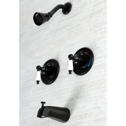 Kingston Brass Vintage Tub and Shower Faucet in Matte Black