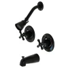 Kingston Brass Vintage Twin Handles Tub Shower Faucet in Matte Black