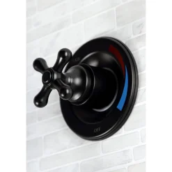 Kingston Brass Vintage Twin Handles Tub Shower Faucet in Matte Black