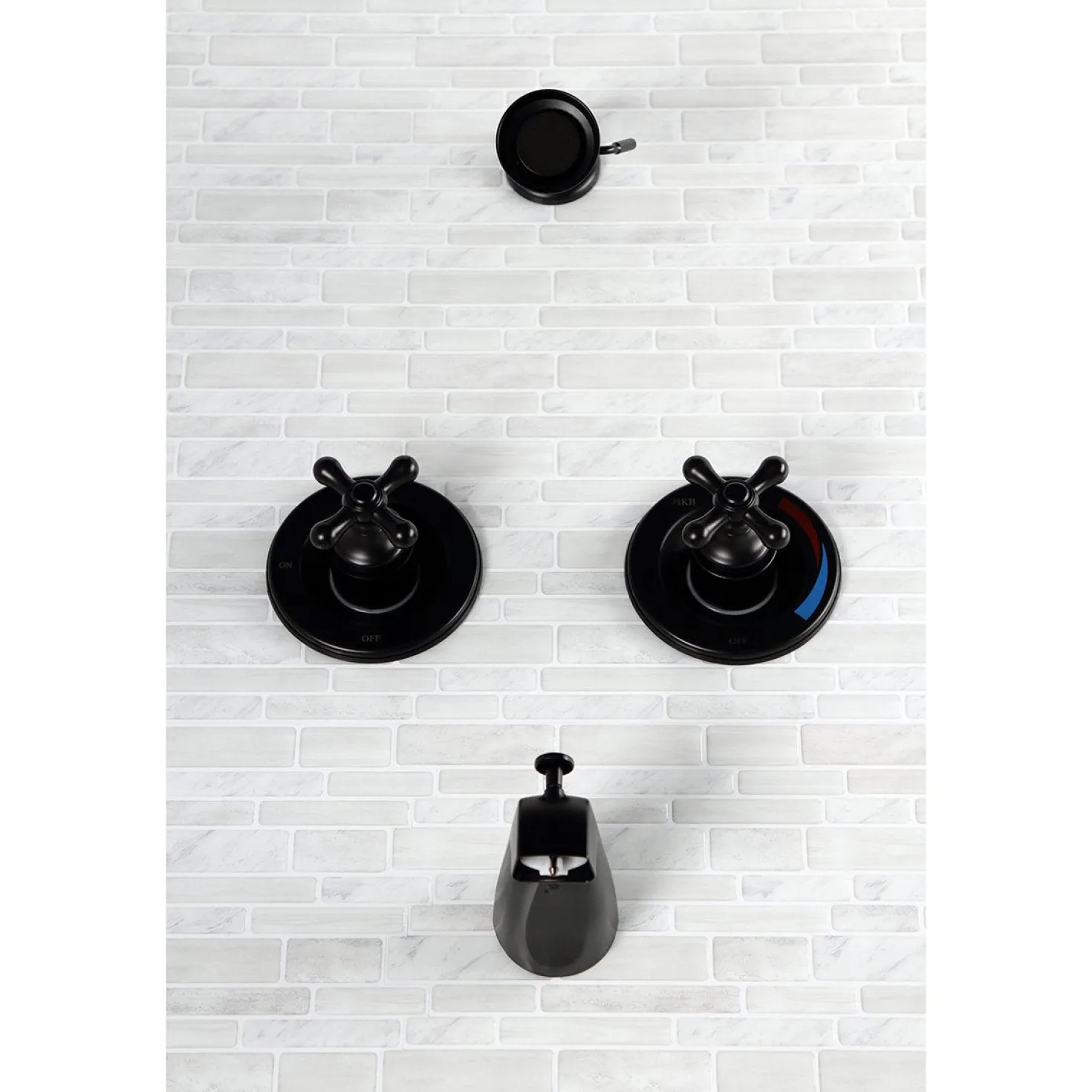 Kingston Brass Vintage Twin Handles Tub Shower Faucet in Matte Black