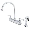 Kingston Brass Vintage Two Handle 8" Kitchen Faucet with Brass Sprayer