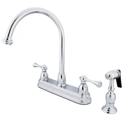 Kingston Brass Vintage Two Handle 8" Kitchen Faucet with Brass Sprayer