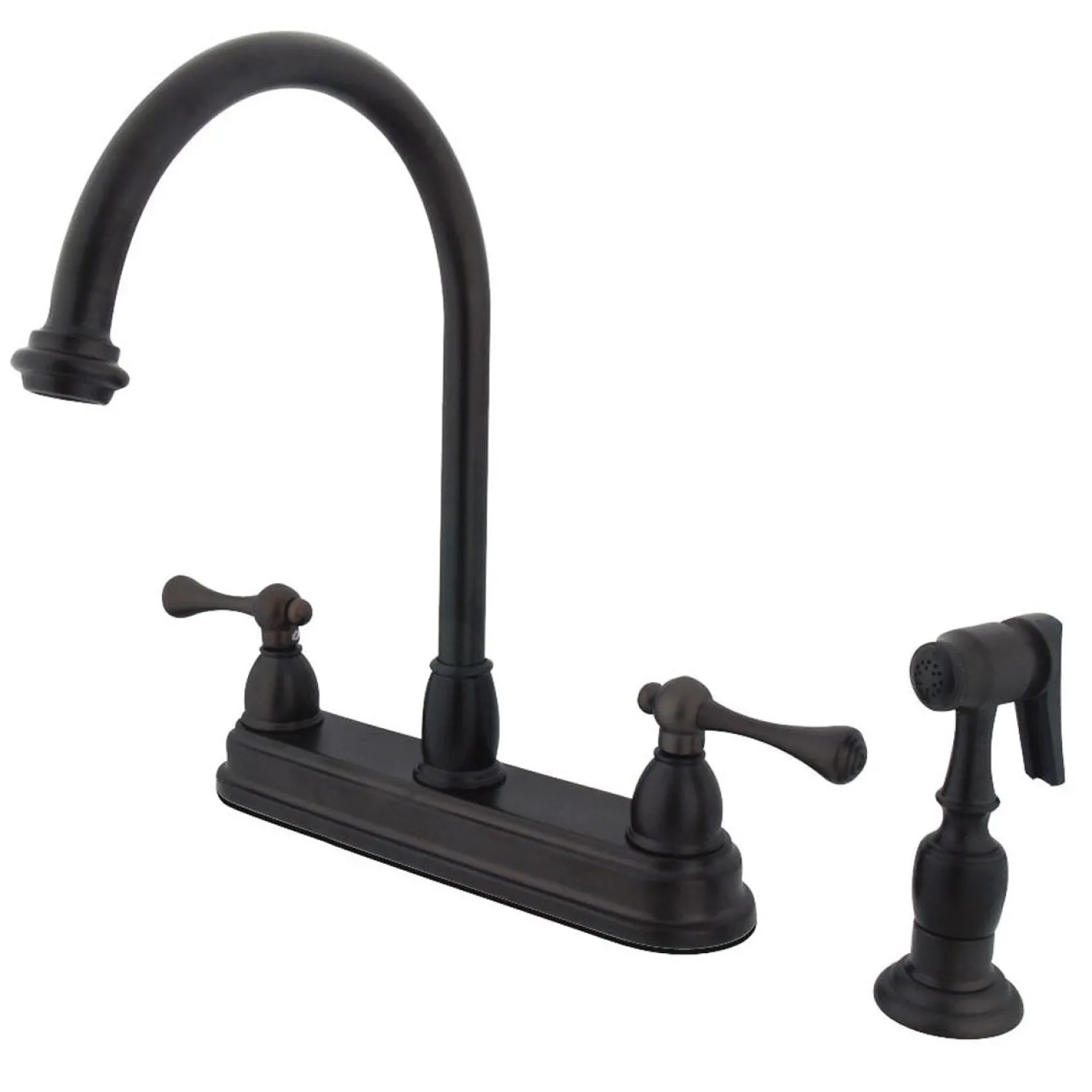 Kingston Brass Vintage Two Handle 8" Kitchen Faucet with Brass Sprayer