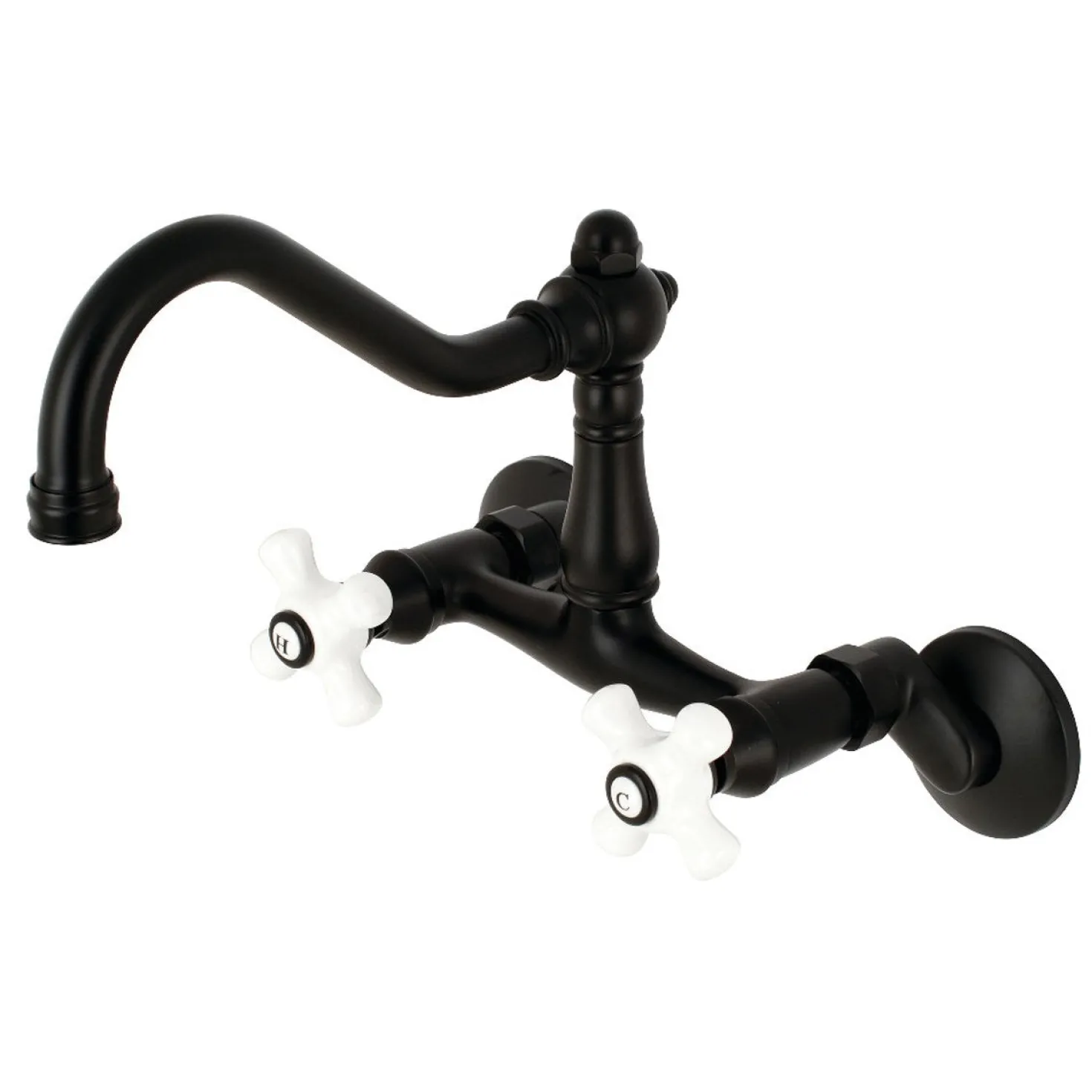 Kingston Brass Vintage Wall Mount 6-Inch Adjustable Center Kitchen Faucet