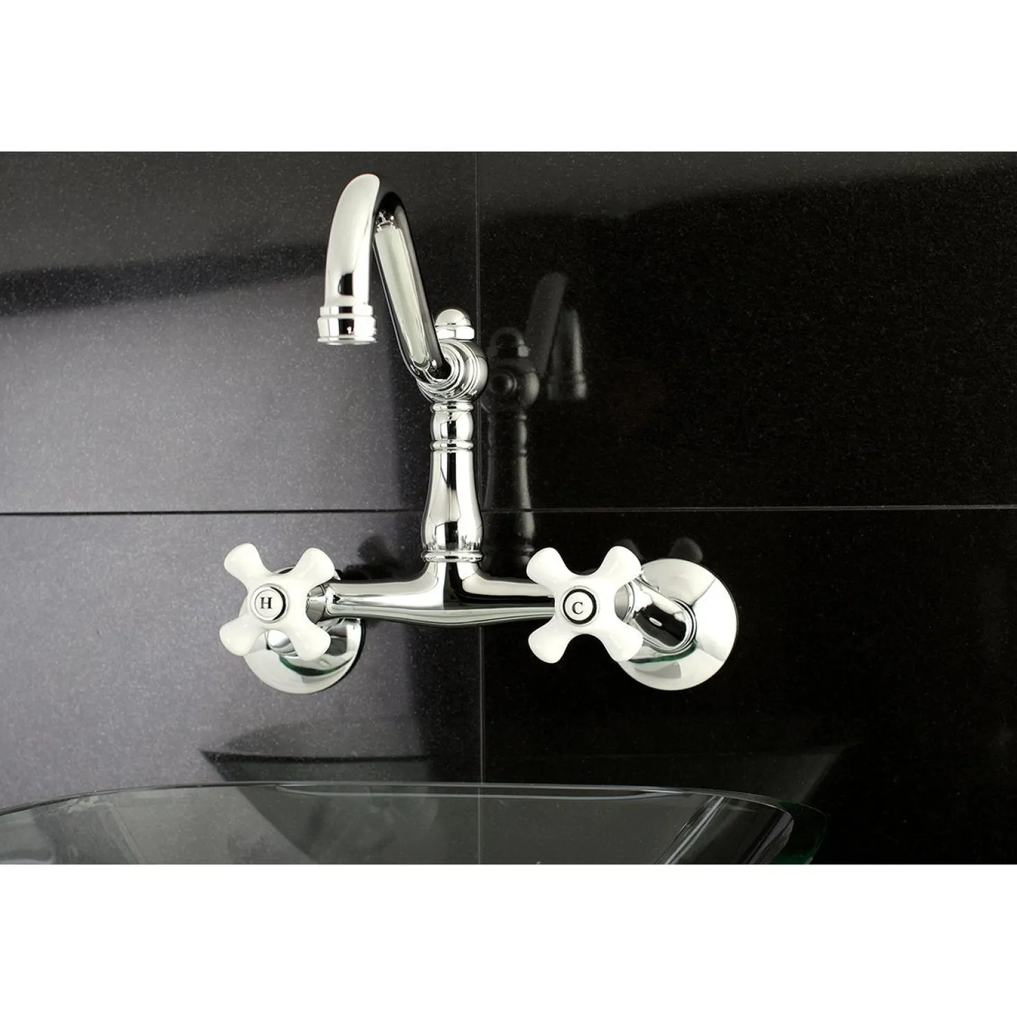 Kingston Brass Vintage Wall Mount 6-Inch Adjustable Center Kitchen Faucet