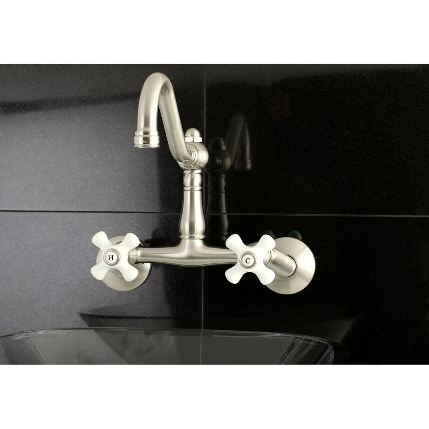 Kingston Brass Vintage Wall Mount 6-Inch Adjustable Center Kitchen Faucet