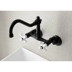 Kingston Brass Vintage Wall Mount 6-Inch Adjustable Center Kitchen Faucet