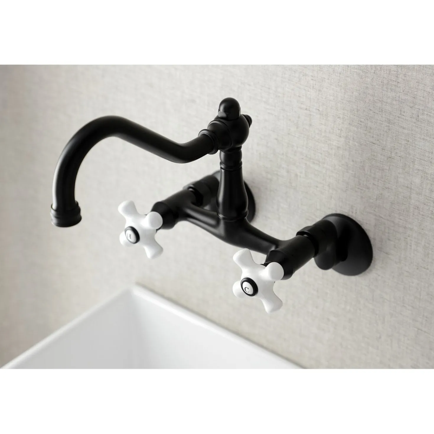 Kingston Brass Vintage Wall Mount 6-Inch Adjustable Center Kitchen Faucet