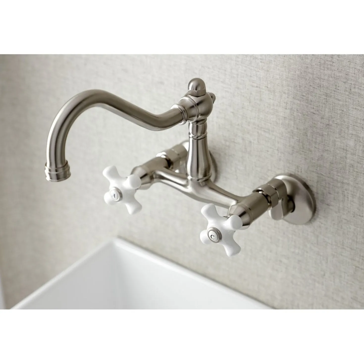 Kingston Brass Vintage Wall Mount 6-Inch Adjustable Center Kitchen Faucet