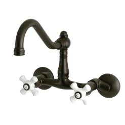 Kingston Brass Vintage Wall Mount 6-Inch Adjustable Center Kitchen Faucet