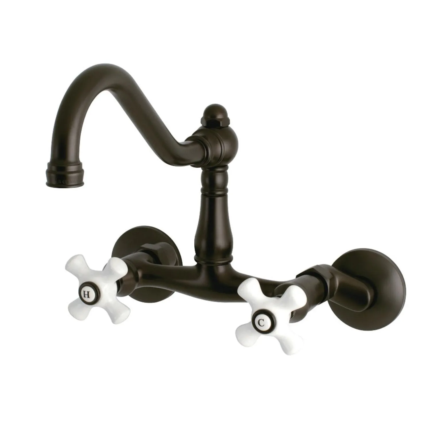 Kingston Brass Vintage Wall Mount 6-Inch Adjustable Center Kitchen Faucet