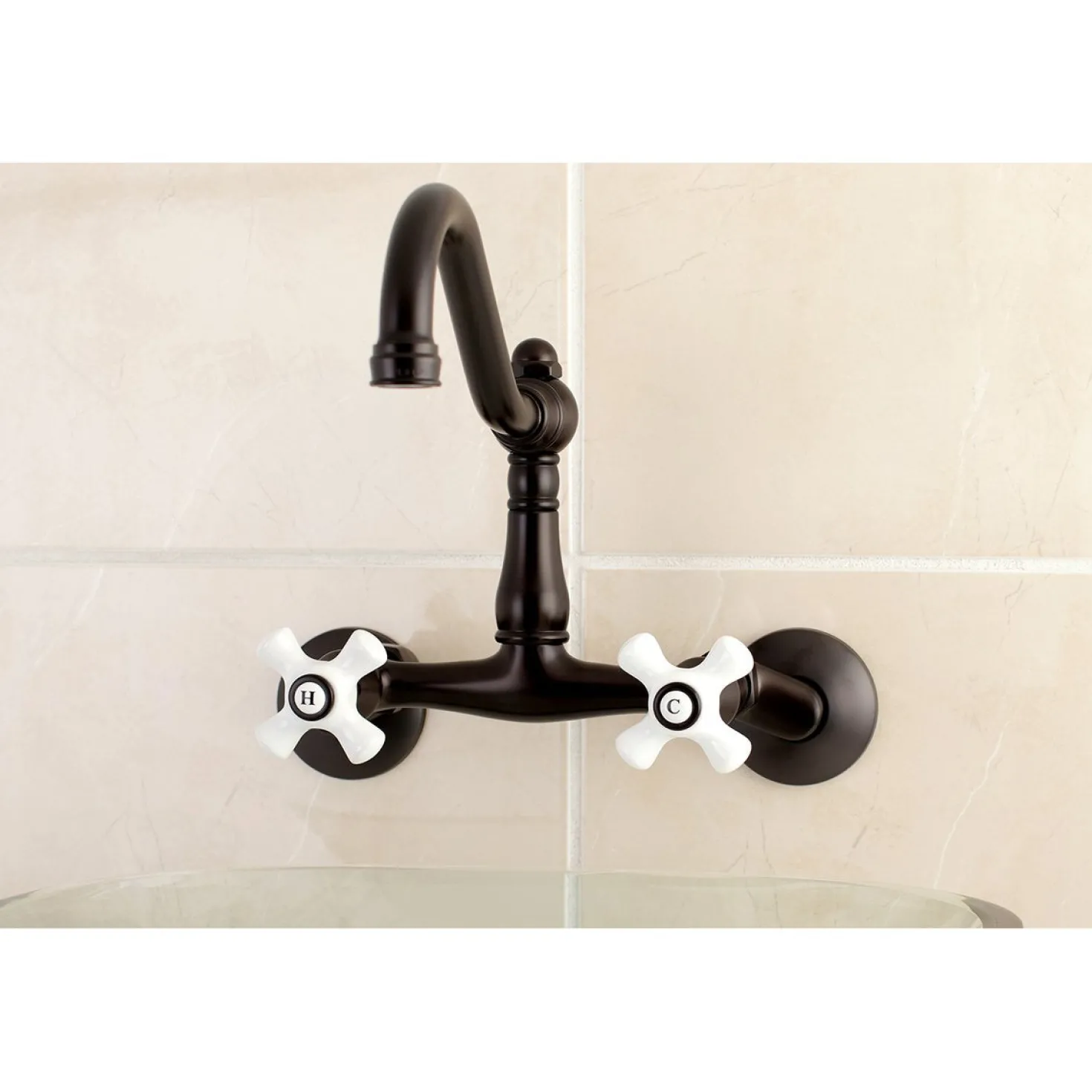 Kingston Brass Vintage Wall Mount 6-Inch Adjustable Center Kitchen Faucet