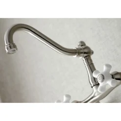 Kingston Brass Vintage Wall Mount 6-Inch Adjustable Center Kitchen Faucet
