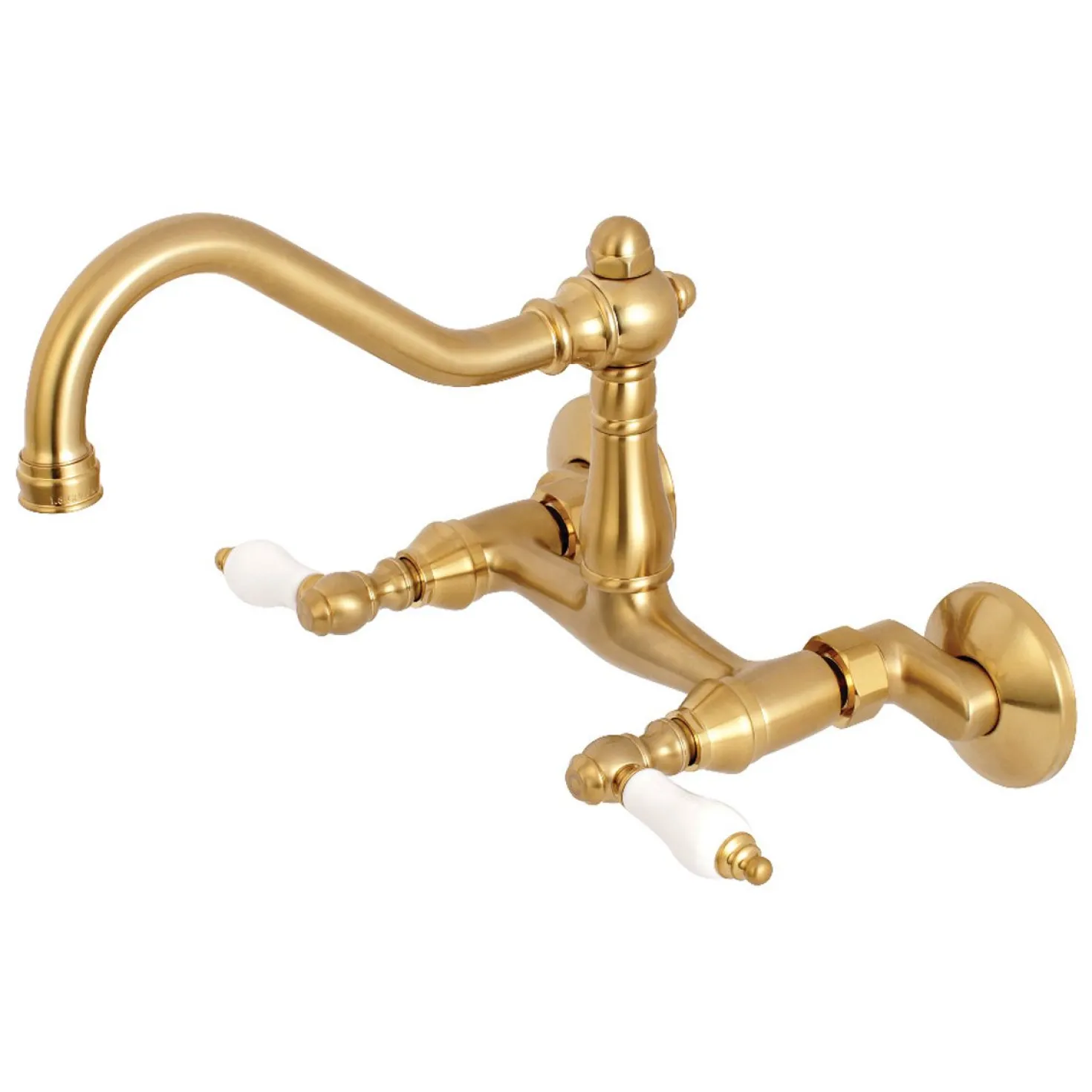 Kingston Brass Vintage Wall Mount 6" Adjustable Center Kitchen Faucet