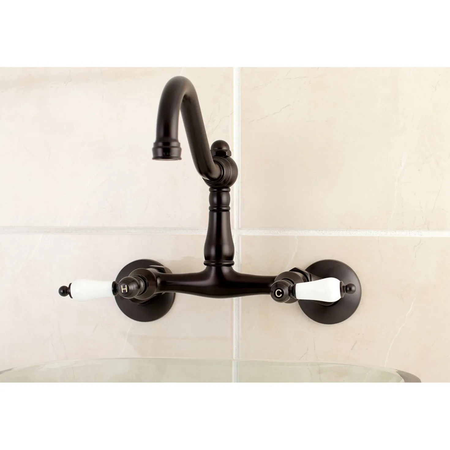Kingston Brass Vintage Wall Mount 6" Adjustable Center Kitchen Faucet