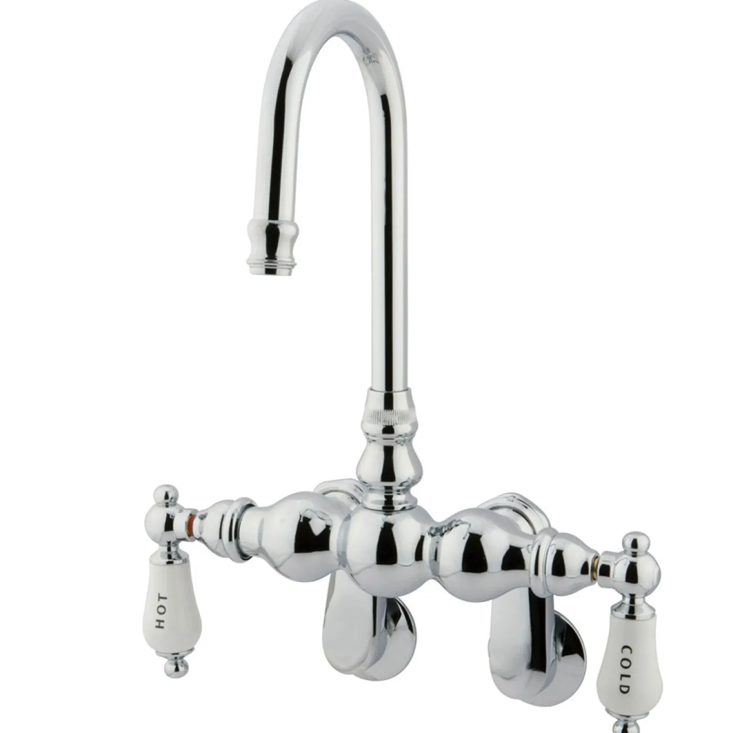 Kingston Brass Vintage Wall Mount Classic Clawfoot Tub Filler with 3-3/8" Spread