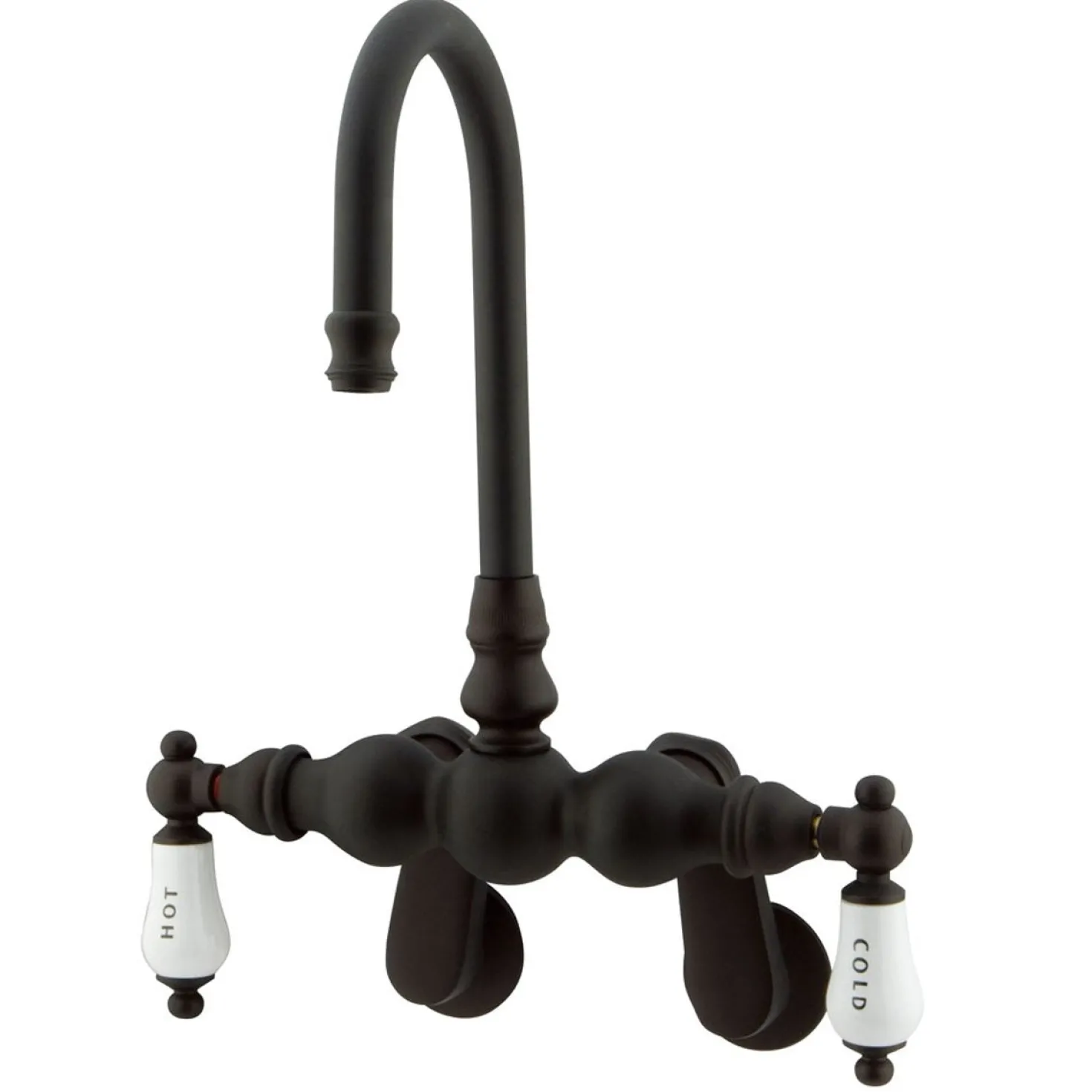 Kingston Brass Vintage Wall Mount Classic Clawfoot Tub Filler with 3-3/8" Spread