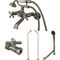 Kingston Brass Vintage Wall Mount Clawfoot Tub Faucet Package with Offset Supply Lines