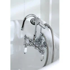 Kingston Brass Vintage Wall Mount Clawfoot Brass Tub Filler with Hand Shower