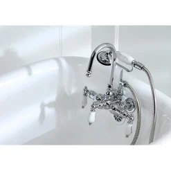 Kingston Brass Vintage Wall Mount Clawfoot Brass Tub Filler with Hand Shower