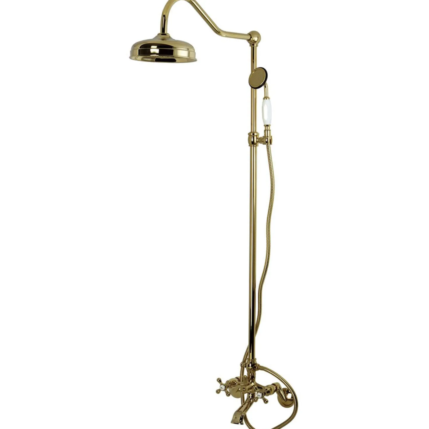 Kingston Brass Vintage Wall Mount Clawfoot Tub and Shower Package in Polished Brass