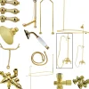Kingston Brass Vintage Wall Mount Down Spout Clawfoot Tub and Shower Package with Metal Lever Handles