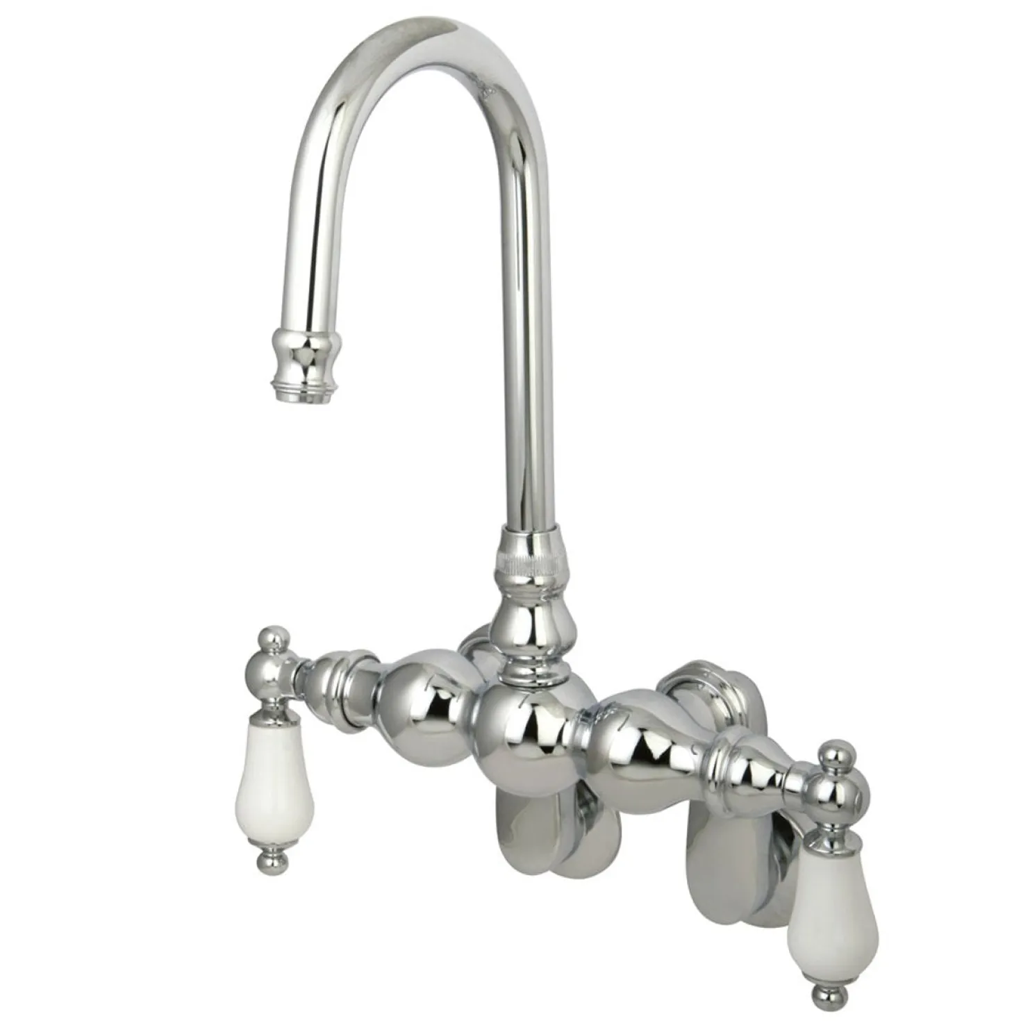 Kingston Brass Vintage Wall Mount Clawfoot Tub Filler Faucet with 3-3/8" Spread