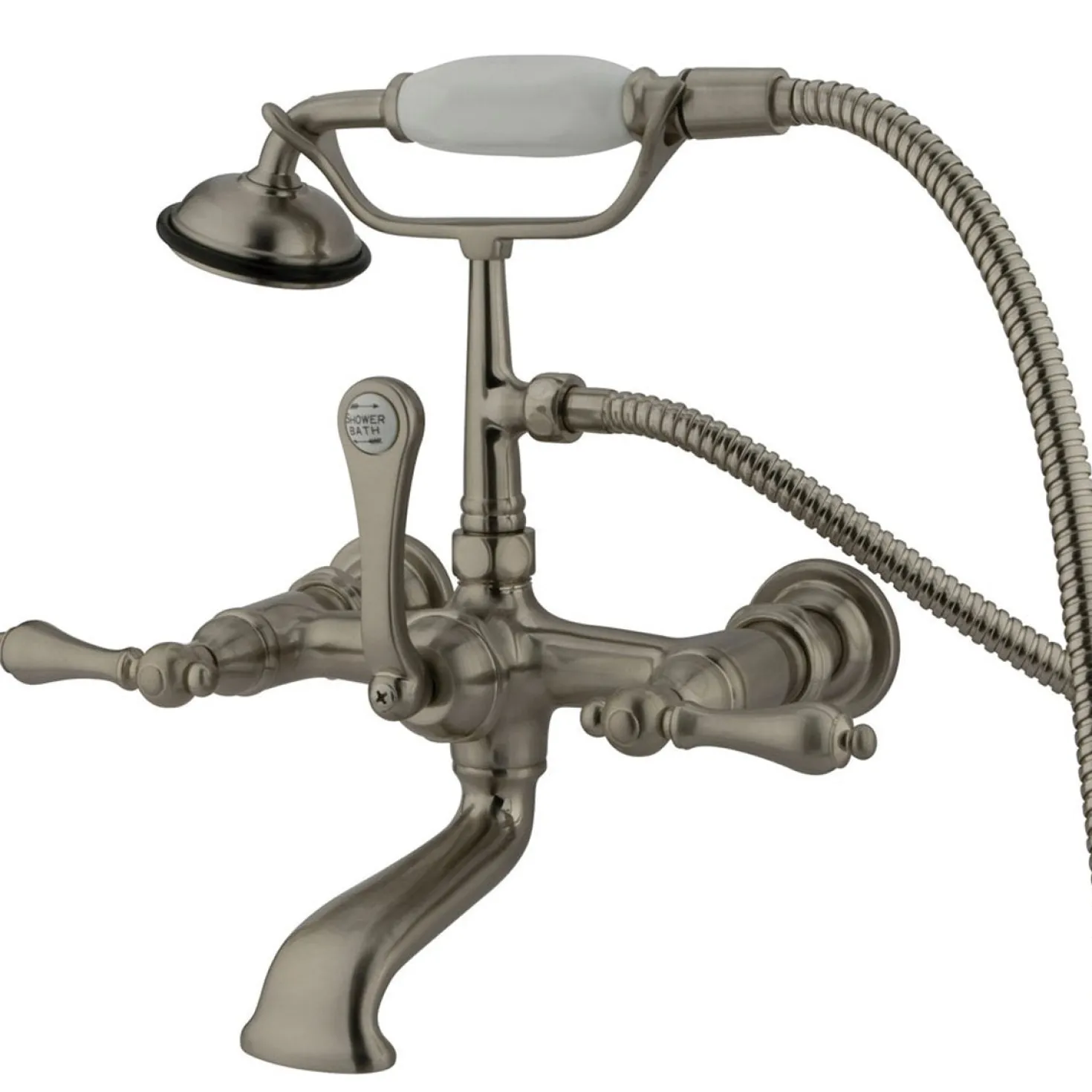 Kingston Brass Vintage 7" Wall Mount Clawfoot Tub Filler with Hand Shower