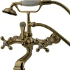 Kingston Brass Vintage Wall Mount 7" Spread Clawfoot Tub Filler Faucet with Hand Shower