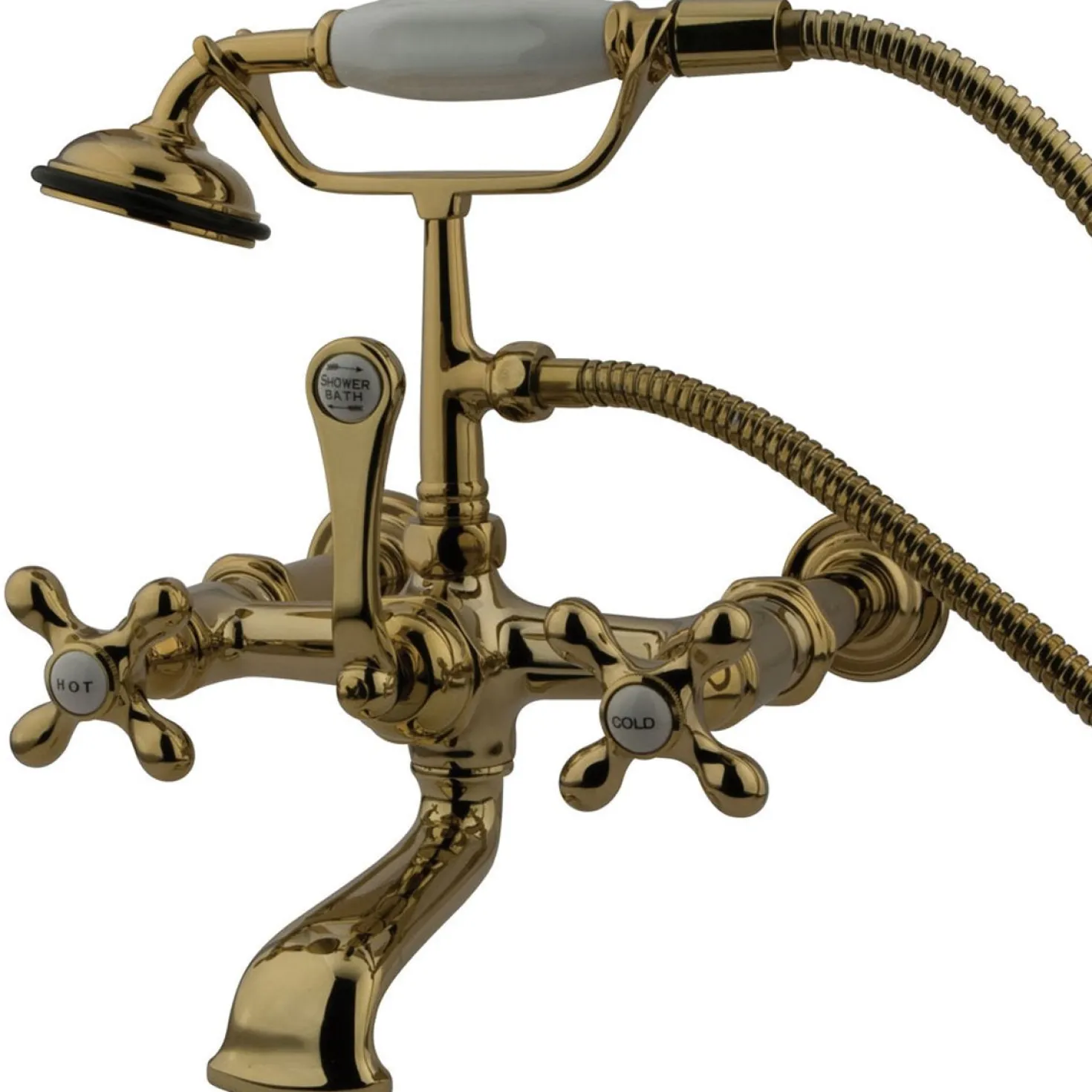 Kingston Brass Vintage Wall Mount 7" Spread Clawfoot Tub Filler Faucet with Hand Shower