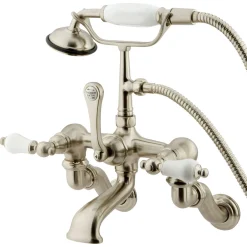 Kingston Brass Vintage Wall Mount Adjustable 3-3/8" - 10" Center Classic Clawfoot Tub Filler with Hand Shower