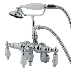 Kingston Brass Vintage Wall Mount Adjustable 3-3/8" - 9" Center Clawfoot Tub Filler with Hand Shower