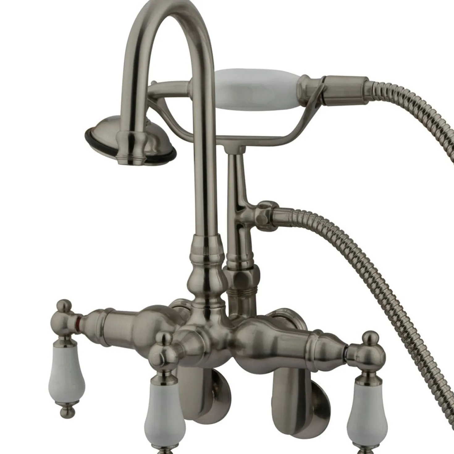 Kingston Brass Vintage Wall Mount 3-3/8" - 9" Adjustable Center Classic Clawfoot Tub Filler with Hand Shower