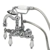 Kingston Brass Vintage 3-3/8" Wall Mount Clawfoot Tub Filler with Hand Shower in Polished Chrome